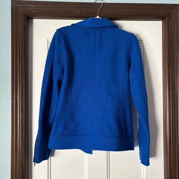 💐SPRING Jacket💐 Tahari Royal Blue Women's Moto Jacket Asymmetrical Zipper sz sm - Picture 7 of 7